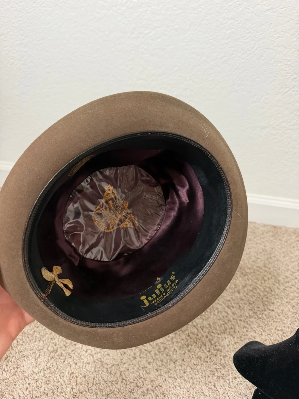 Vintage Knox Black Ivy Fur Felt Derby Hat 7 1/8